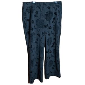 NWT Kenar Black Floral Velvet Trousers Size 14